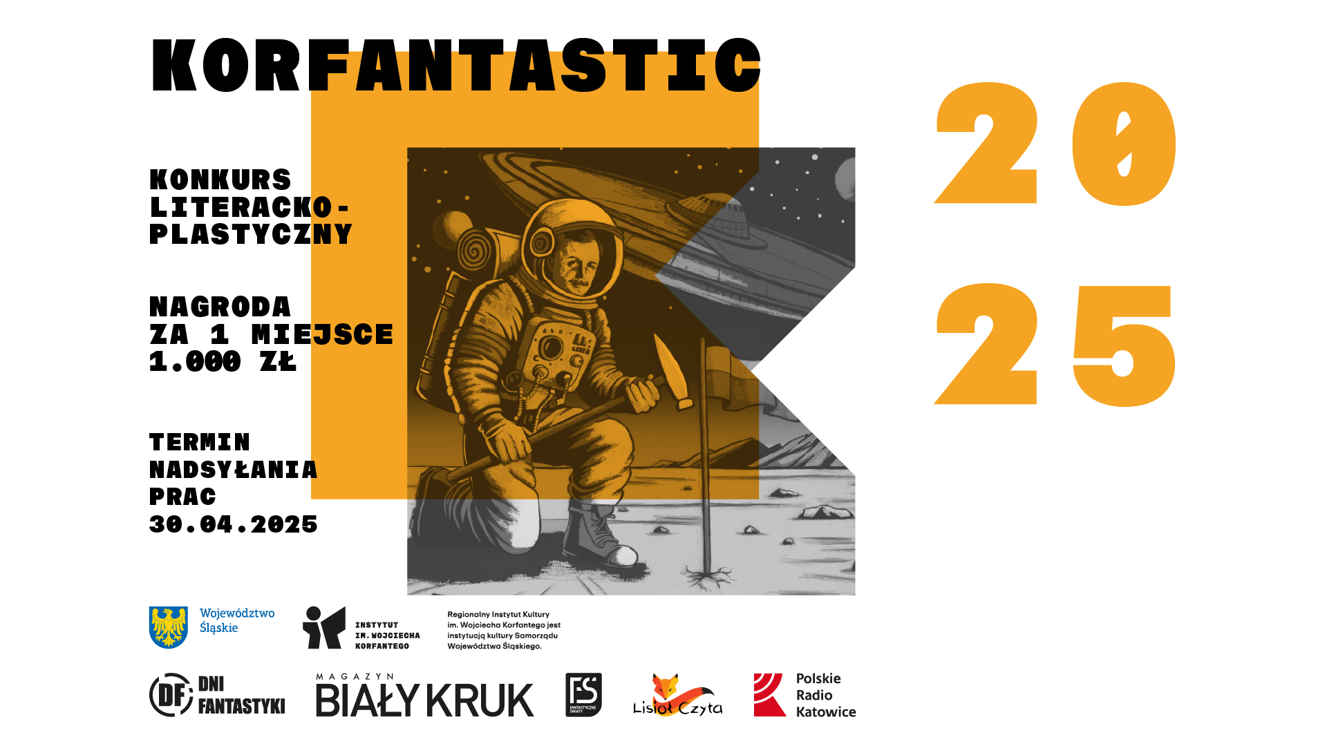 Grafika przedstawia informacje dotyczące konkursu Korfantastic 2025
