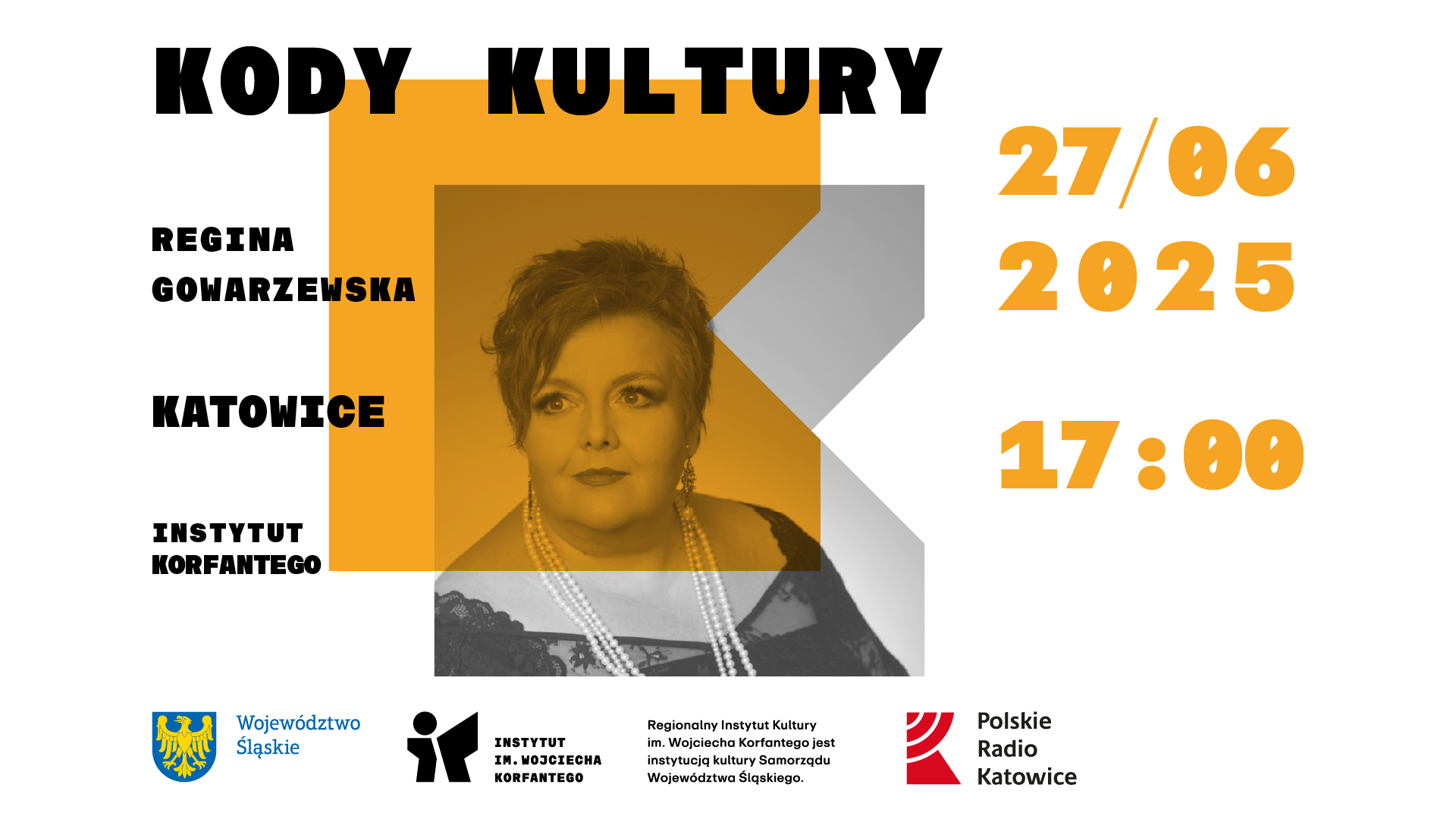 Grafika dotycząca spotkania z Reginą Gowarzewską w ramach cyklu Kody Kultury
