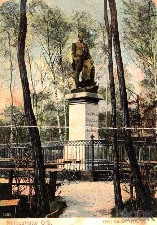 Pomnik Fryderyka Wilhelma von Redena, Królewska Huta (Góra Redena), 1853 r., pocztówka, pocz. XX w., zbiory prywatne