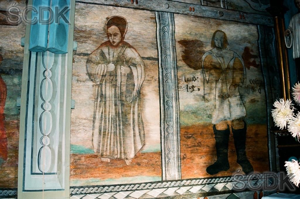Przedstawienie zamężnej kobiety i mężczyzny w szubie.
