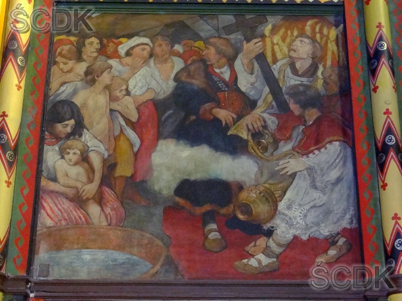 Scena „Chrztu Polski” namalowana przez Włodzimierz Tetmajera i Henryka Uziembłę
