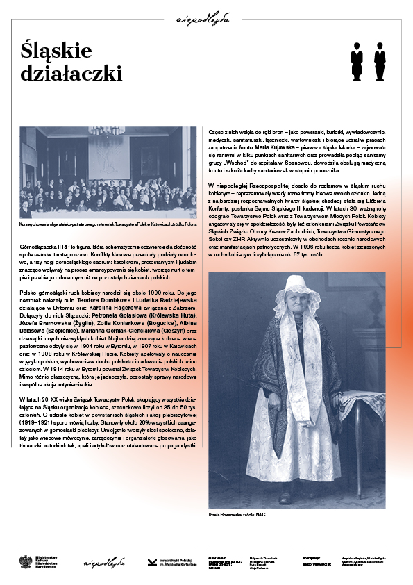 Plansza 10 - wystawy #Śląsk Wspólna Sprawa. Zawiera informacje o śląskich działaczkach
