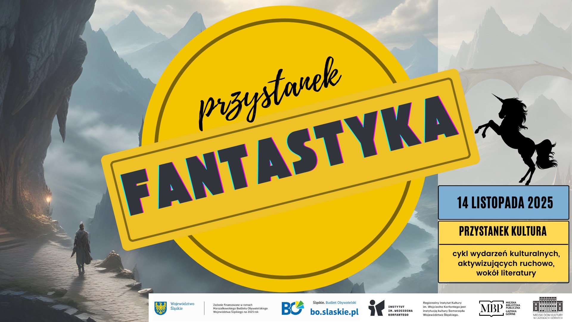 Grafika zapowiadająca wydarzenie "Przystanek Kultura - przystanek Fantastyka