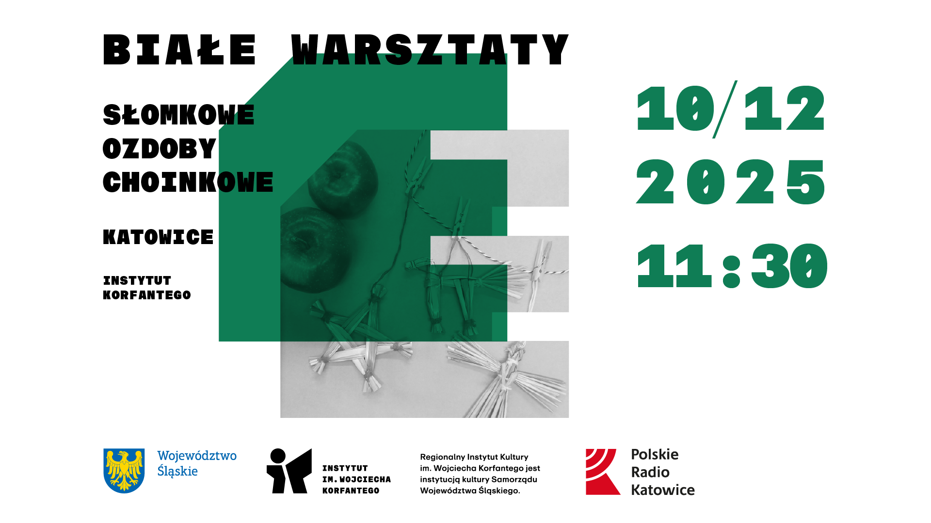 Grafika zapowiadająca Białe Warsztaty: Słomkowe ozdoby choinkowe