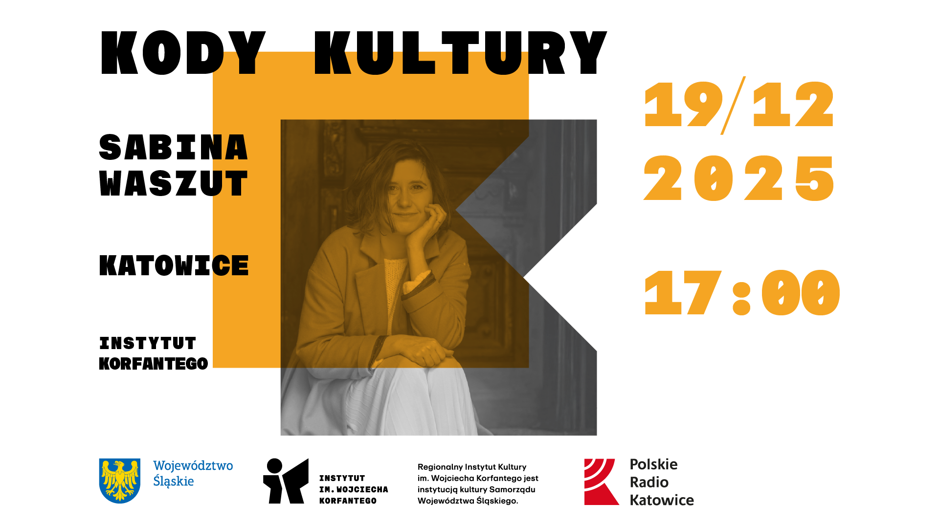 Grafika zapowiadająca Kody Kultury z Sabiną Waszut