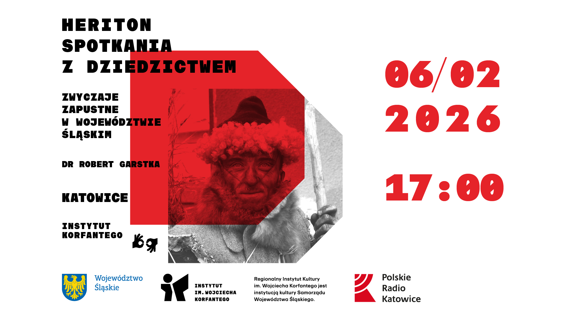 Grafika zapowiadająca spotkanie z drem Robertem Garstką w ramach cyklu HERITON. SPOTKANIA Z DZIEDZICTWEM