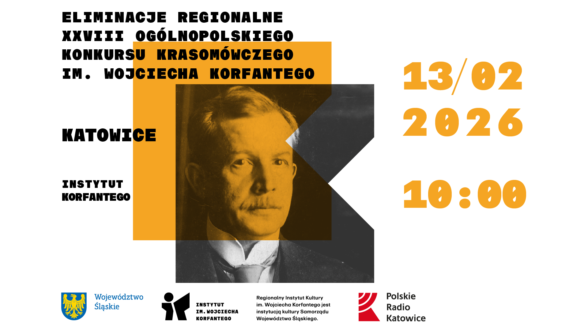 Grafika zapowiadająca XXVIII Ogólnopolskie Konkurs Krasomówczy - eliminacje regionalne