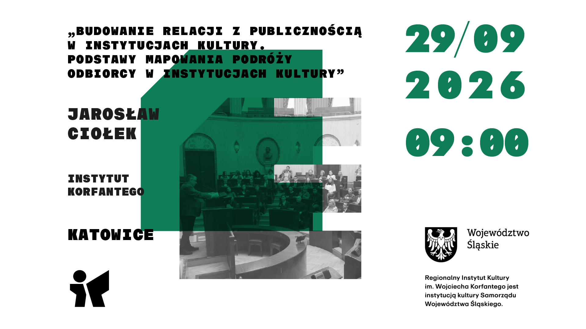Grafika zapowiadająca szkolenie dot. budowania relacji z publicznością