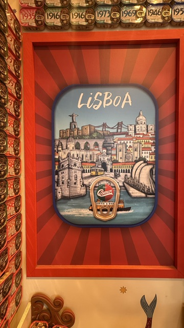Graficzny plakat przedstawiającym widok na Lisbonę